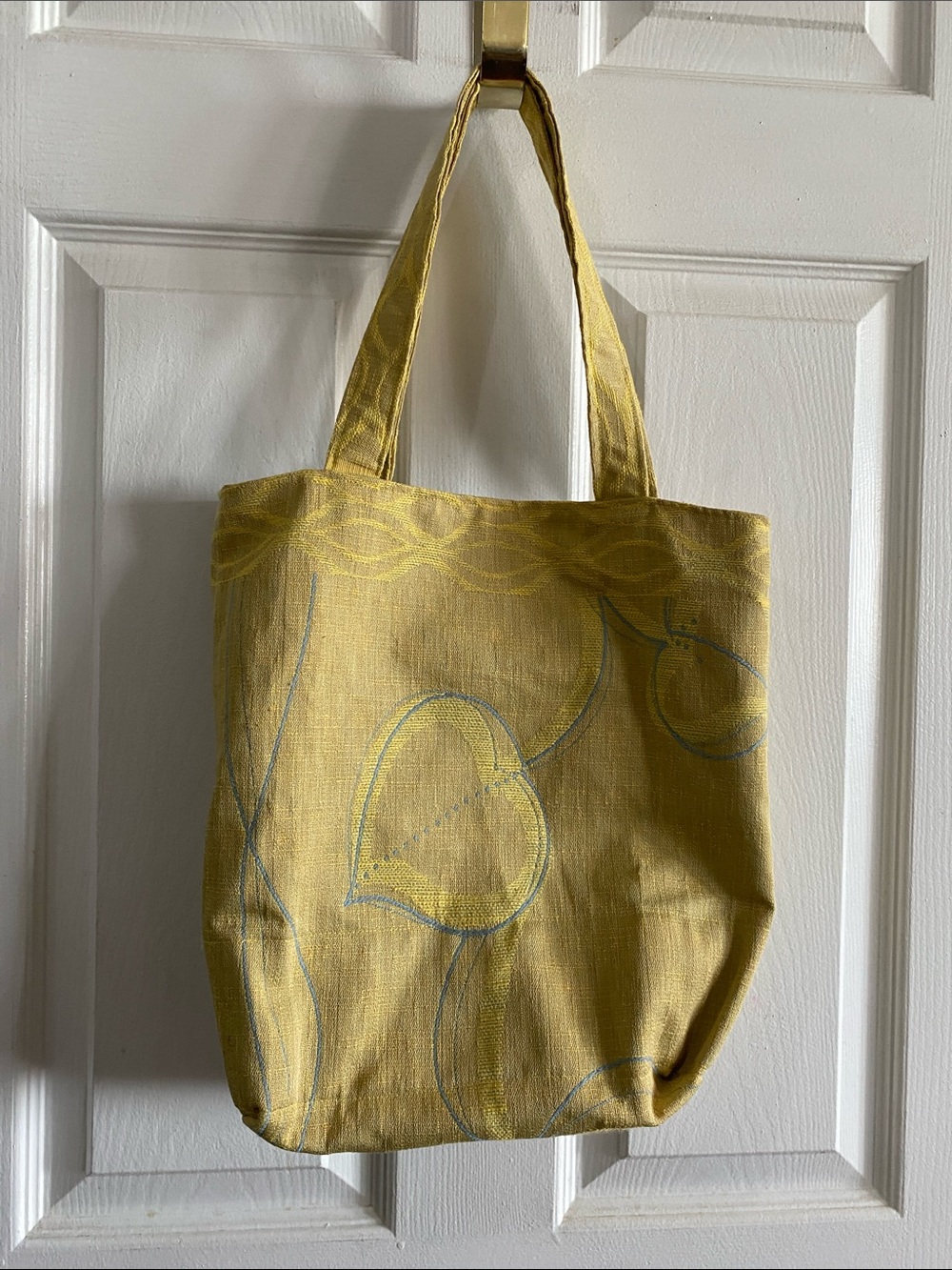 Handmade MCM Geometric Jacquard Tote Bag Blue Gold NU